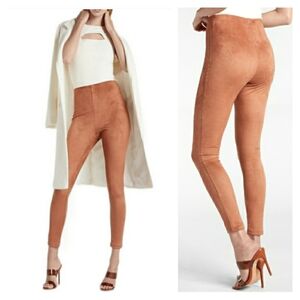 EXPRESS Micro Faux Suede Light Brown High Waisted Pull On Skinny Pants XL NWT